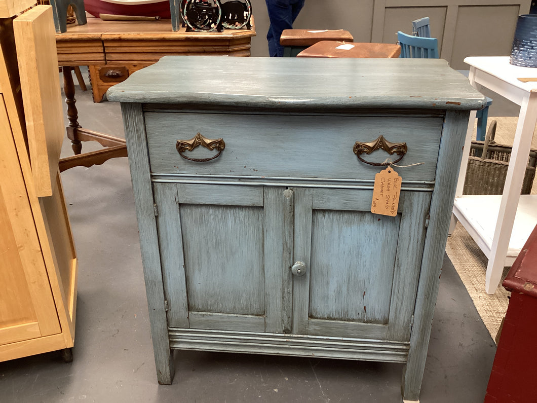 Blue Painted Wash Stand Cabinet