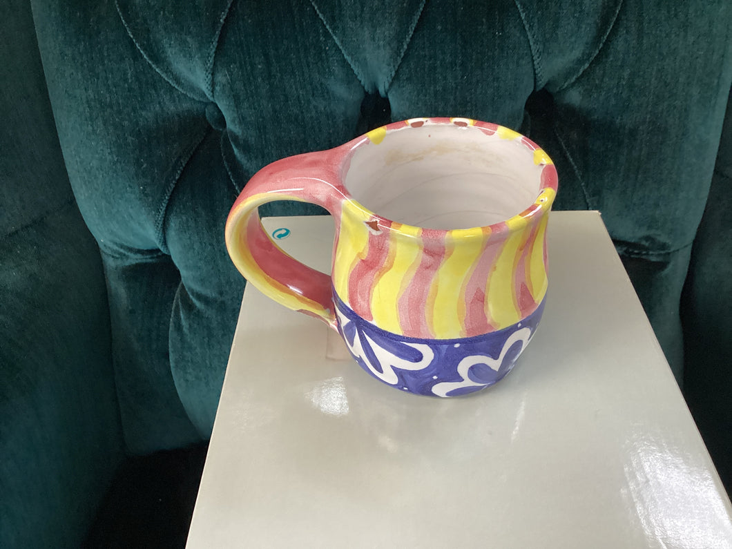 Damariscotta Pottery Mug Pink Yellow