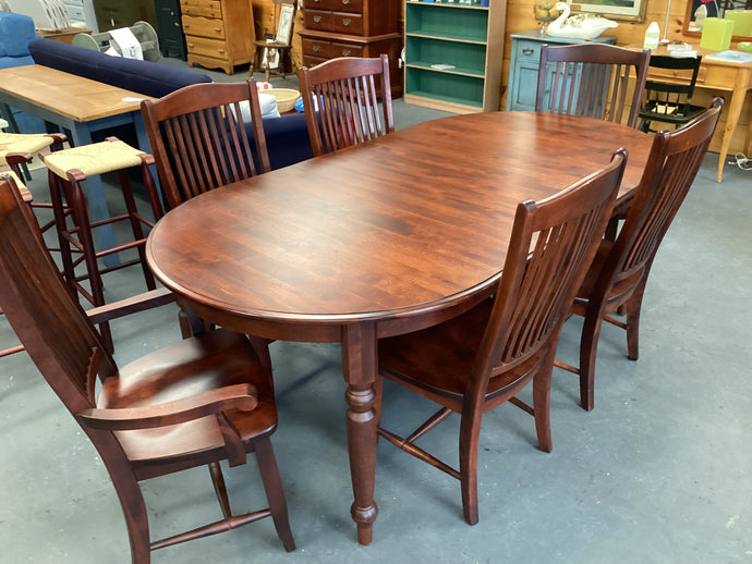 Rustic Cherry Dining Table & 6 Chairs w/leaf 84x44 18