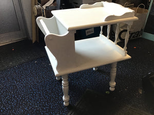 White Side Table with Magazine Rack