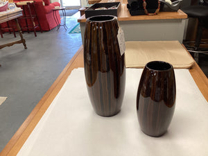 Crate & Barrel Brown Striped Vases Set of 2