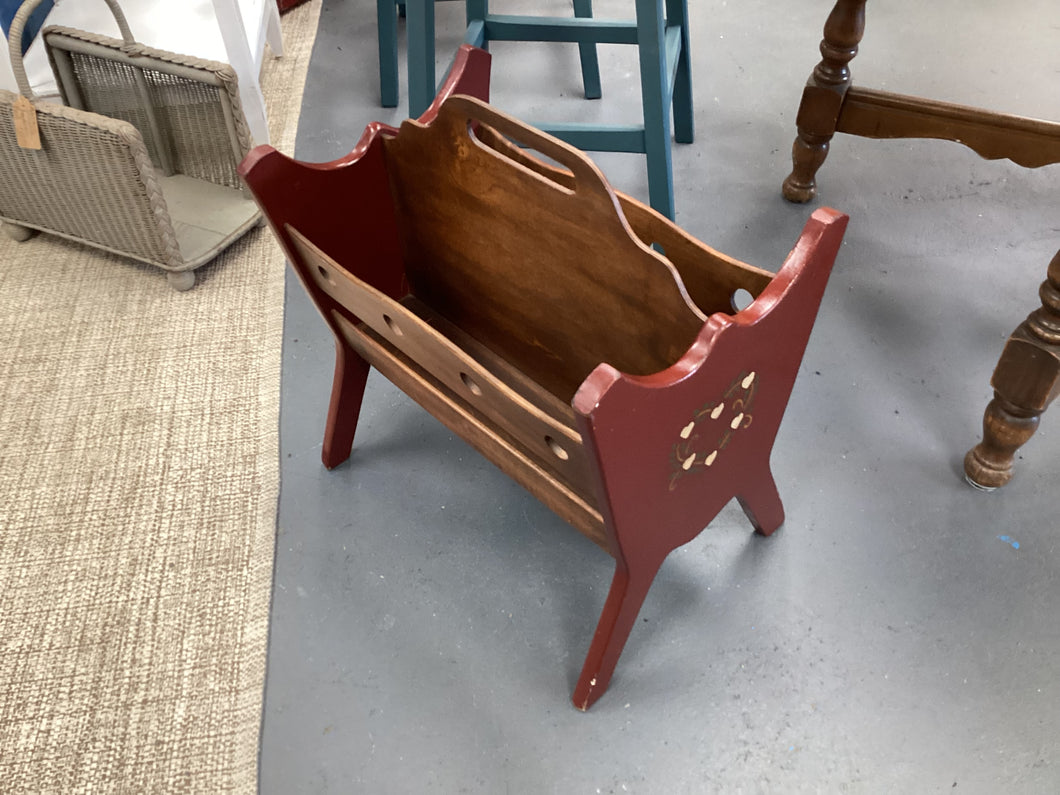 Vintage  Hand Painted Magazine Rack