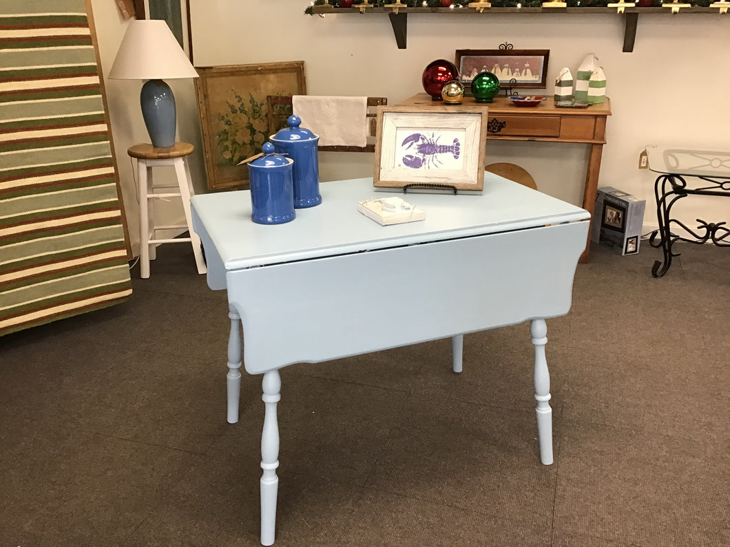 Blue Painted Drop Leaf Table  42x36