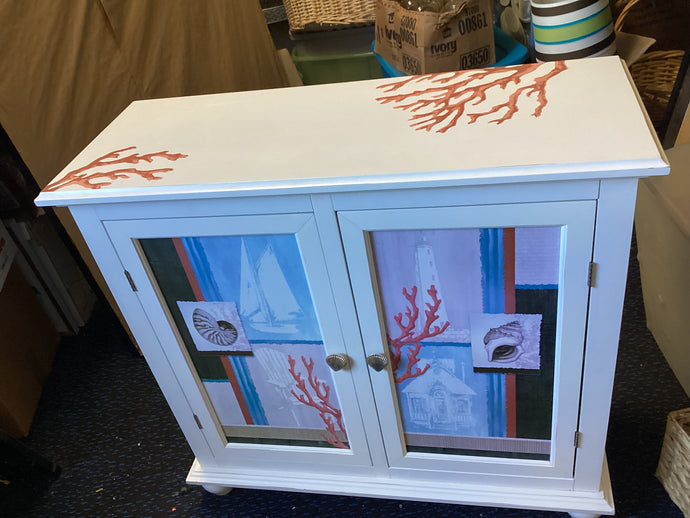 Coastal Decorated Cabinet 34x13x32H