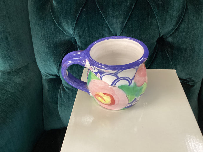 Damariscotta Pottery Mug Blu Pink Dots