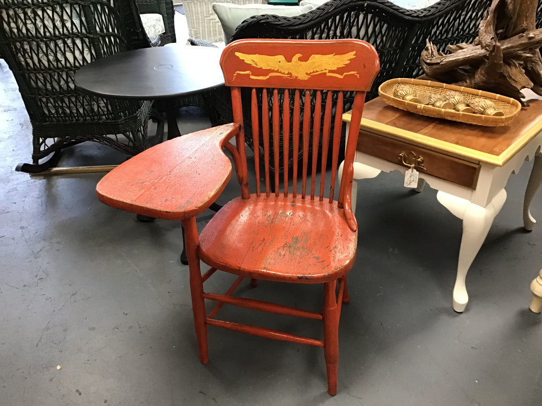 Antique Orange Writing Chair w/Eagle