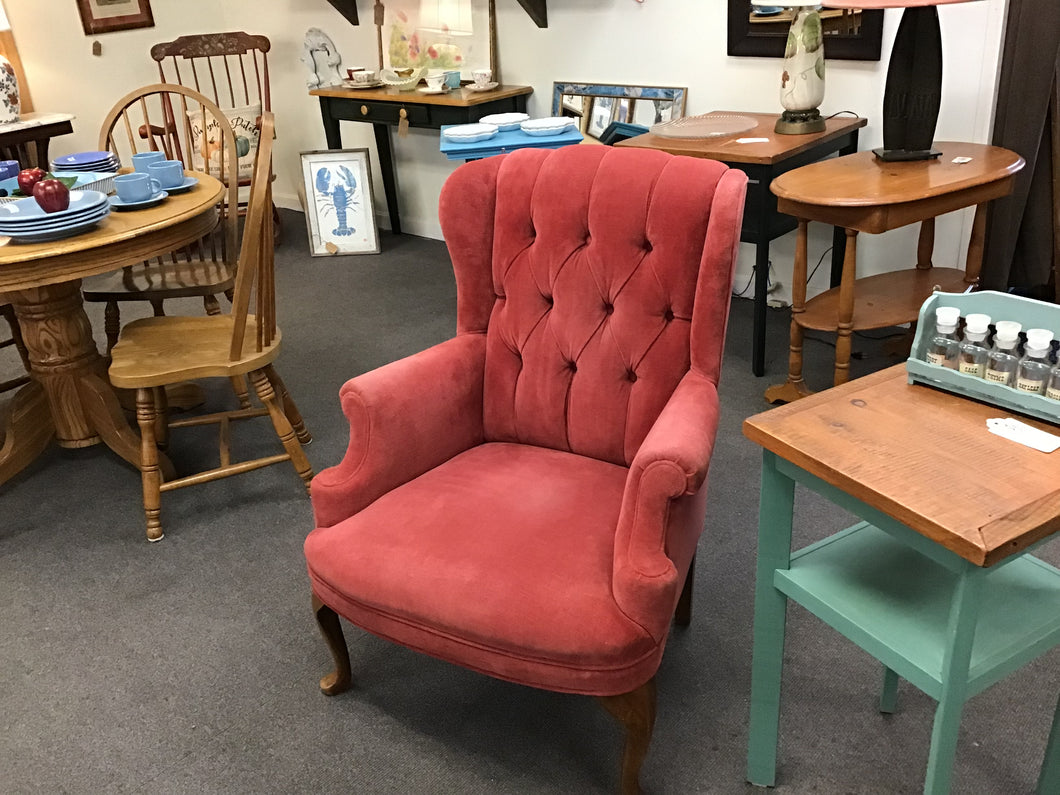 Rose Tufted Winged Chair