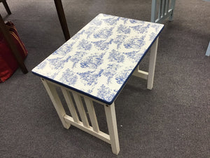 Side Table with Toile Top 23x16x19