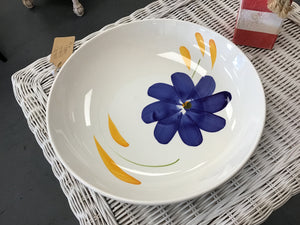 Large Serving Bowl Blue Flower Italy 14"