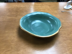 Green Pottery Dish Gold Trim
