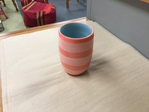 Striped Ceramic Cup by Lacey Pots, Maine