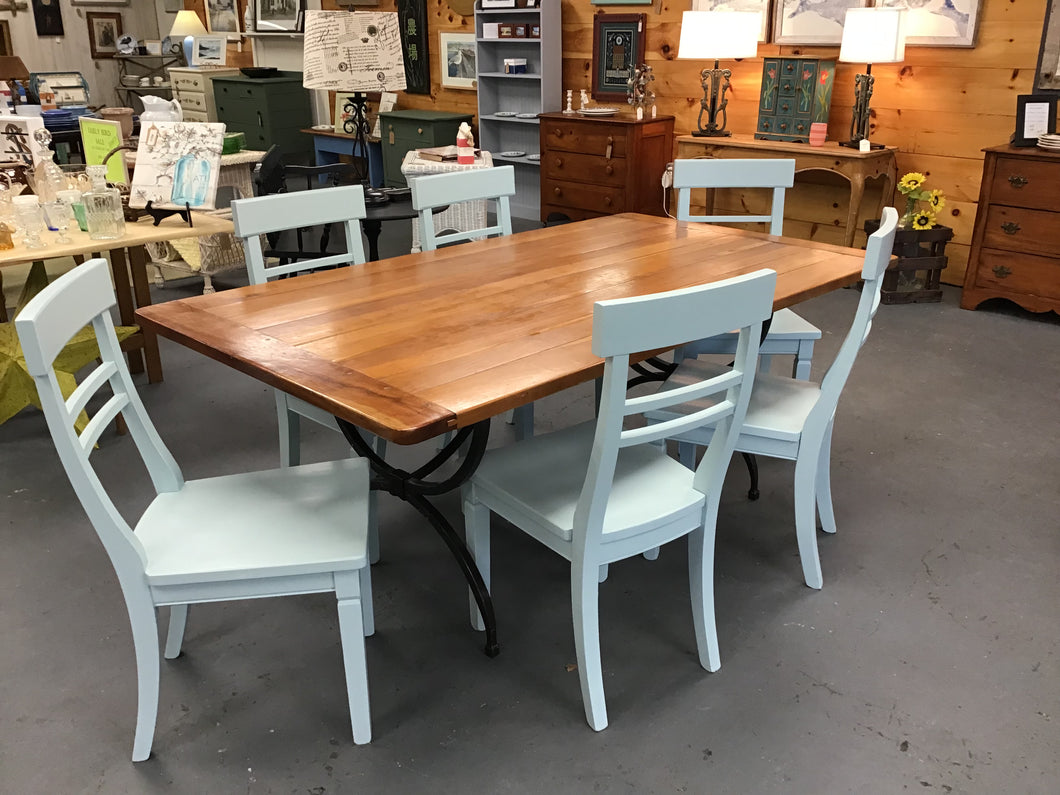 Restoration Reclaimed Plank Table 6 Crate & Barrel Chairs