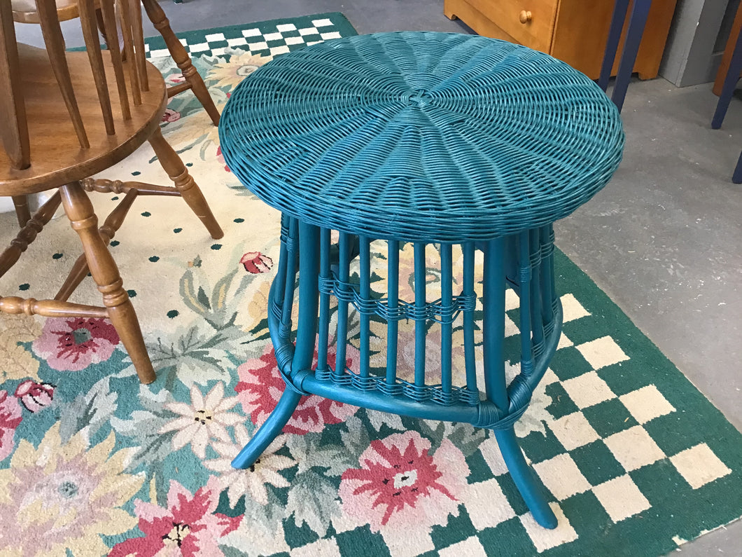 Round Teal Wicker Table 20