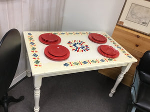 Folk Art Painted Kitchen Table 48x30x29H