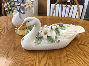 Ceramic Flower Decorated Swan 20"