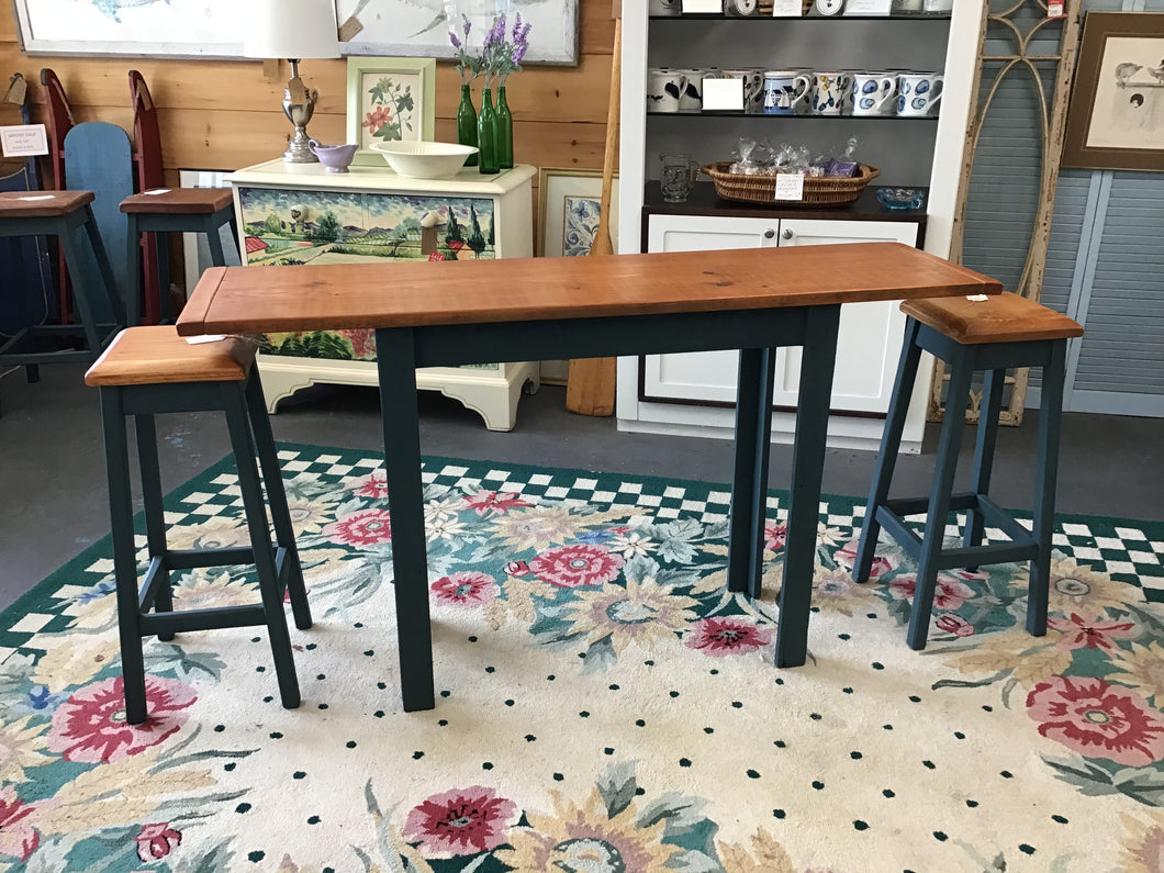 Long Console Table Blue Base 57x16x32