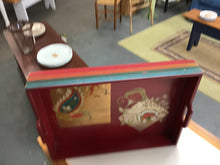 Load image into Gallery viewer, Bohemian Hand Painted Red Wood Tray 23x17