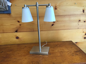 Double Shade Chrome Desk Lamp 21"