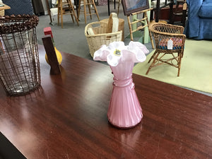 Fenton Dusty Rose Overlay Wheat Vase 8"