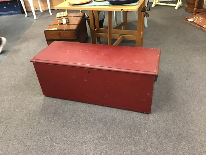 Antique Red Painted Wood Sea Chest