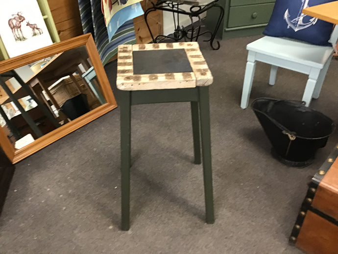 Handcrafted Wood Stool/Stand Green Tile Top 28H