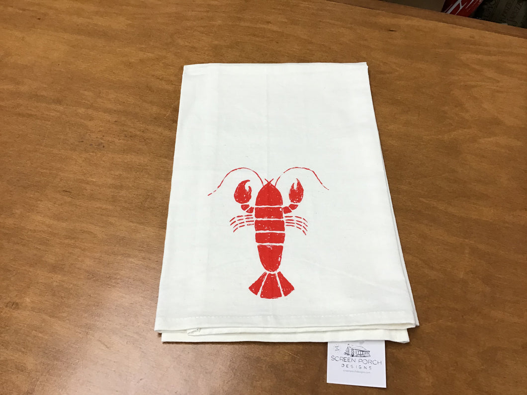 Lobster Cotton Tea Towel  Natural 27
