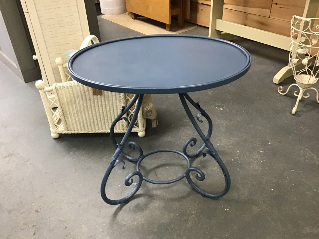 Blue Metal Oval Table