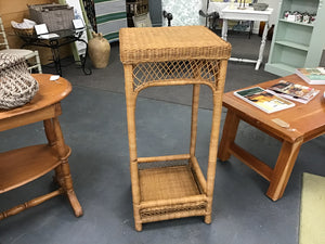 Mid Century Natural Wicker Plant Stand 16" x 36"h