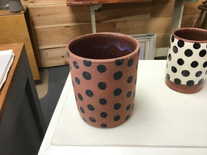 Brown & Black Polka Dot Vase 6"