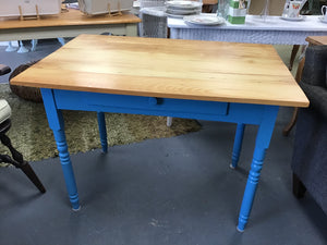 Peacock Blue Pine Top Table 41x28x29h