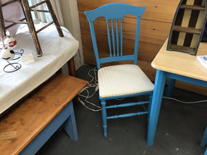Teal Painted Chair Upholstered Seat