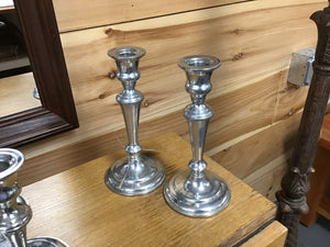 Pair Empire Silver Co Pewter Candlesticks 8"