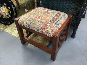 Mission Style Upholstered Foot Stool