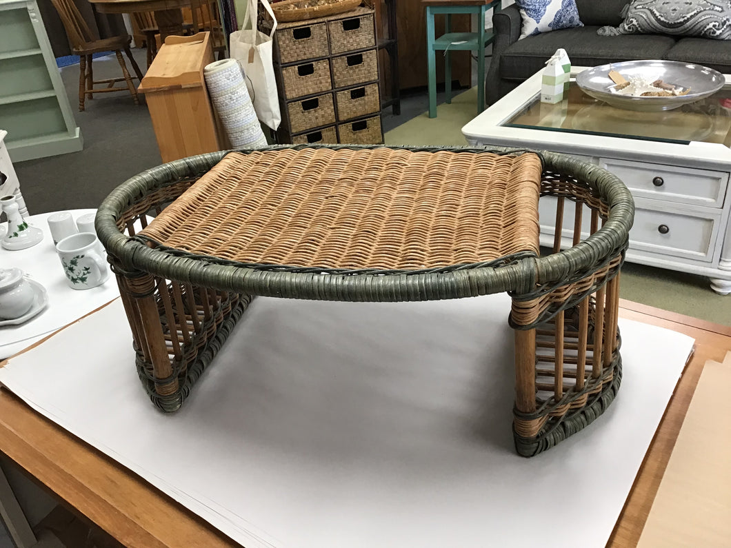 Vintage Wicker Bed Tray, Natural & Green