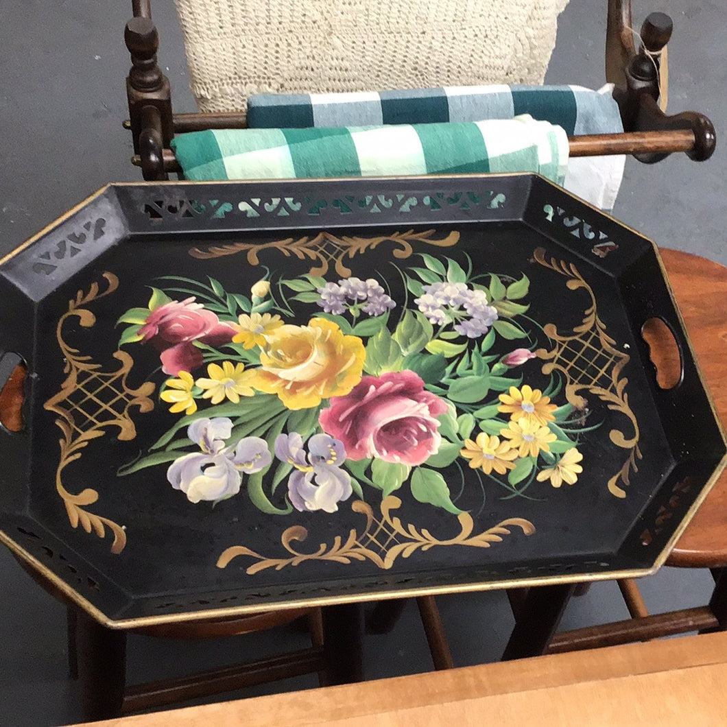 Vintage Flowered Tole Tray