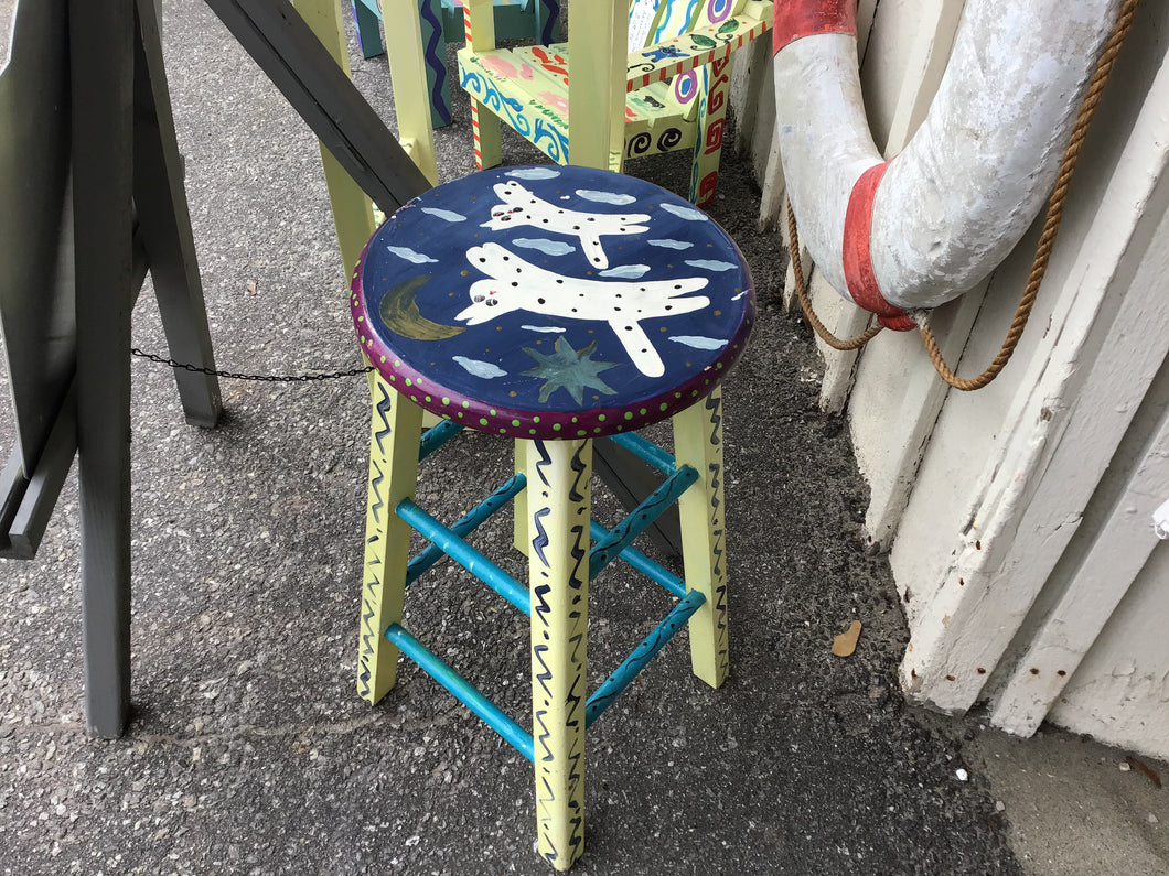 Artist Painted Tall Stool Cats