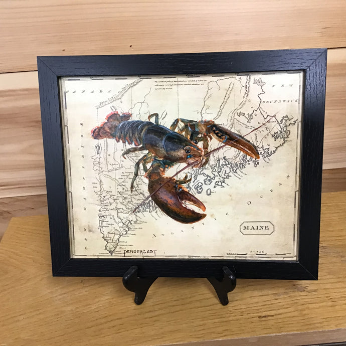Lobster on Maine Map - P. Pendergast 8x10