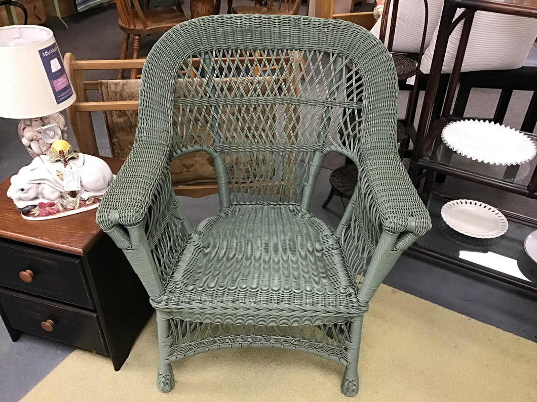 Green Faux Wicker Chair