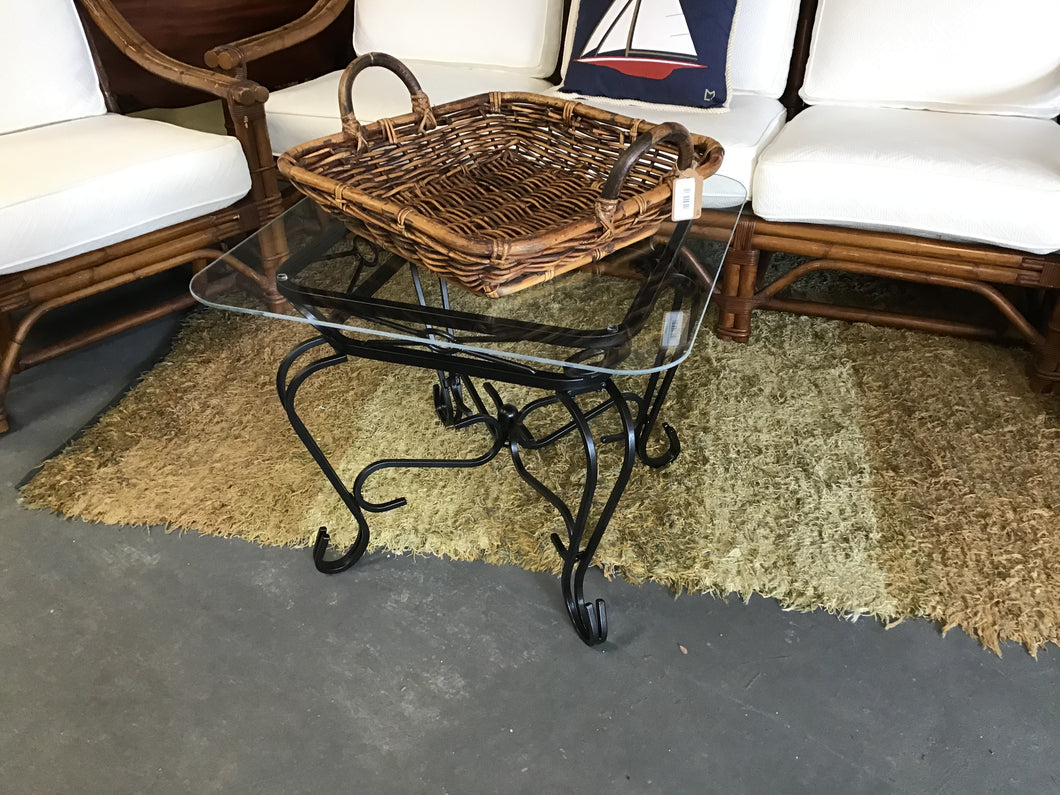Square Glass Top Wrought Iron Low Table