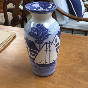 Shard Pottery Vase Sailboats 8”