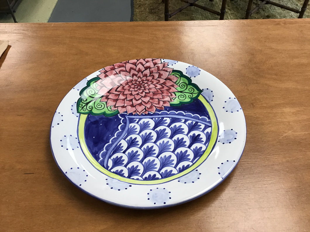 Damariscotta Pottery Chrysanthemum Plate 10”