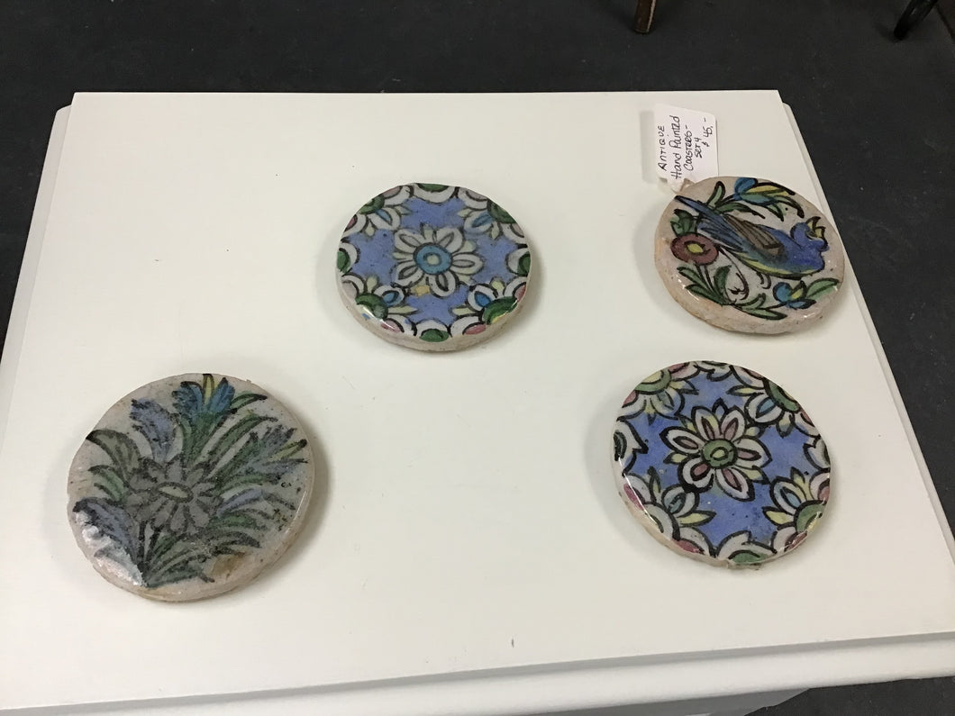 Antique Hand Painted Coasters Italy set-4