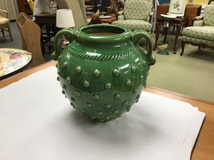 Decorator Green Glazed Handled Pot 12"