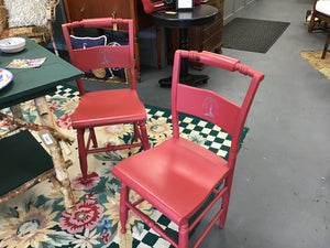 Set 4 Red Painted Hitchcock Chairs