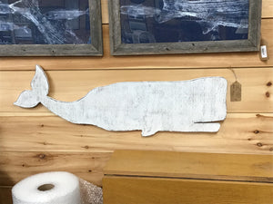 CF Wood Whale Wall Art 43” White
