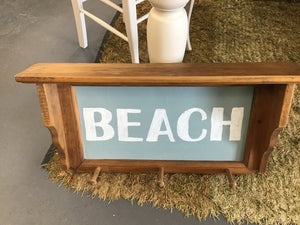 BEACH Sign w Pegs 24x15