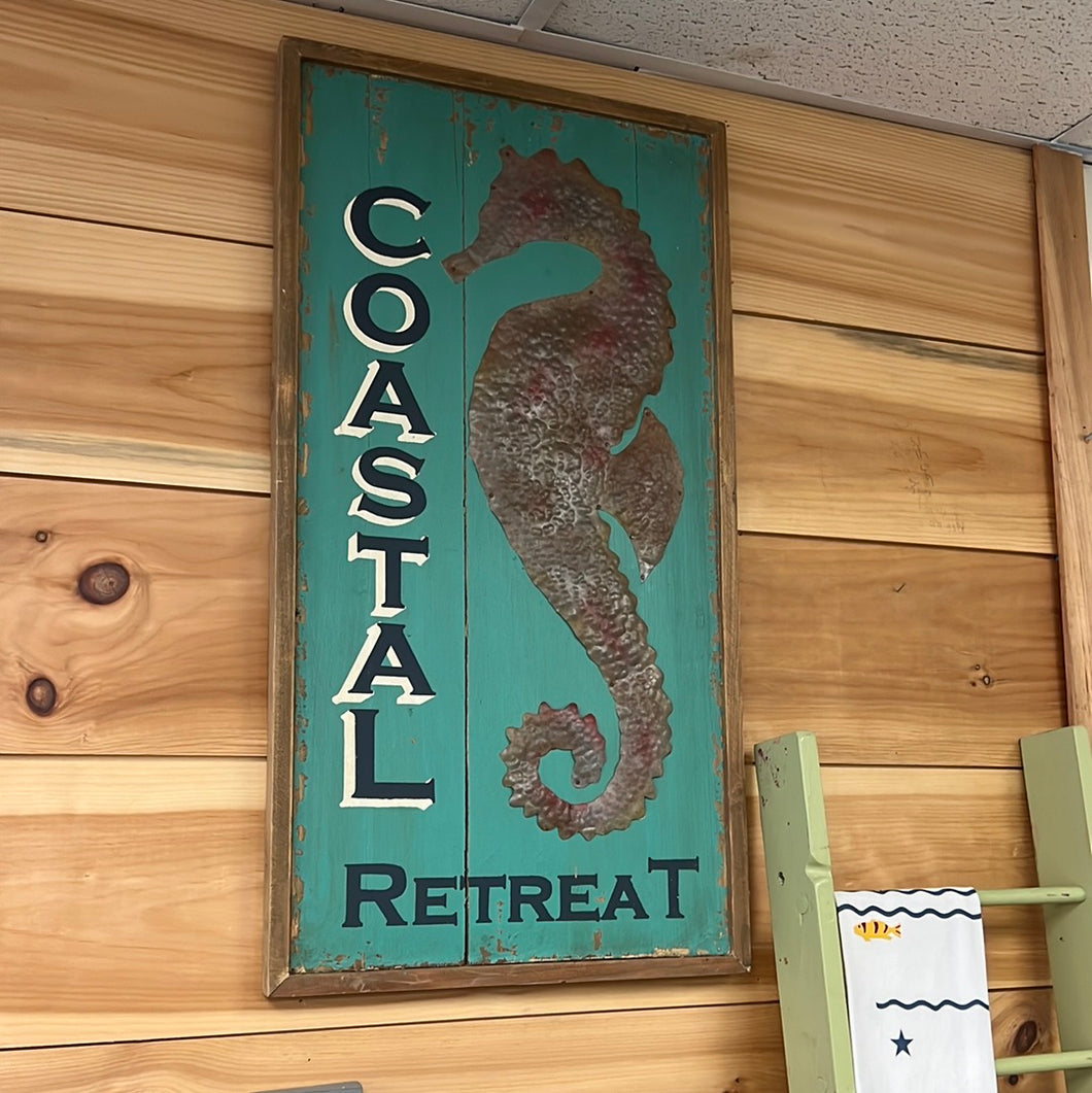 Coastal Retreat Seahorse Sign
