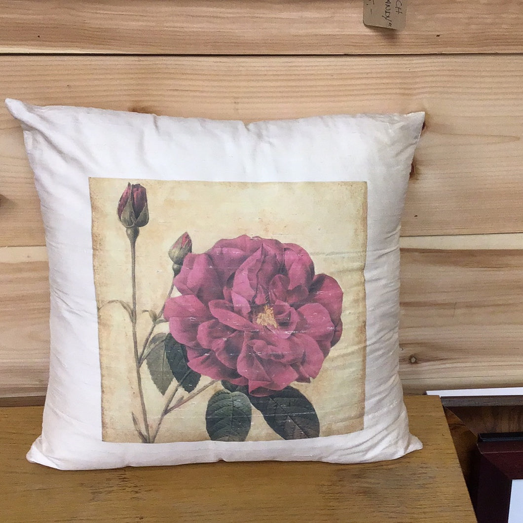 Silk Rose Pillow 17”