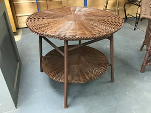 Round Brown Wicker Table