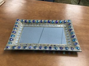 Blue Jewelled Vanity Top Mirror